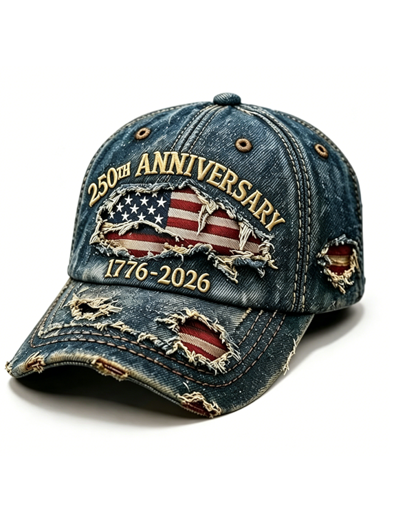 Usa 250Th Anniversary Distressed Casual Cap,250Th Anniversary Hat 1776-2026 Commemorative Baseball Cap,Traditional American Tribute Hat Gift Honoring Veterans&Patriots Blue