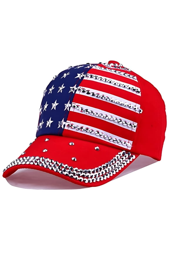 Usa Bling Baseball Cap Sparkle American Flag Hat Men Women Hip Hop Caps