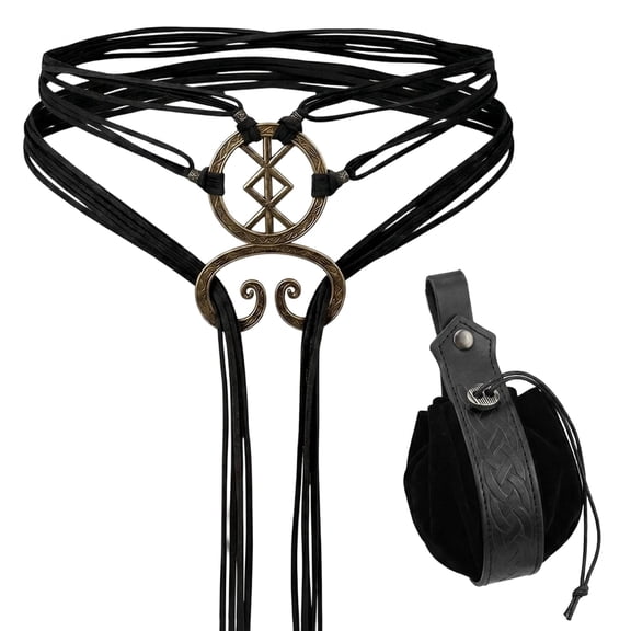 TELOLY Viking Costume Women, Renaissance Belt Pouch Set, Medieval Belt, Skirt Hike Halloween Cosplay Costume Accessorie Renaissance Accessories Women