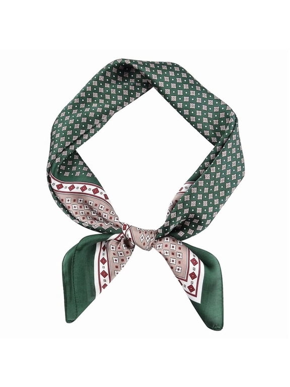 Vintage Silk Feel Square Scarf for Men Satin Head Scarf Tiny Pattern Print Buff Neck Gaiter Geometry Adult Neckerchief Sun Protection Bandana Silk Scarf