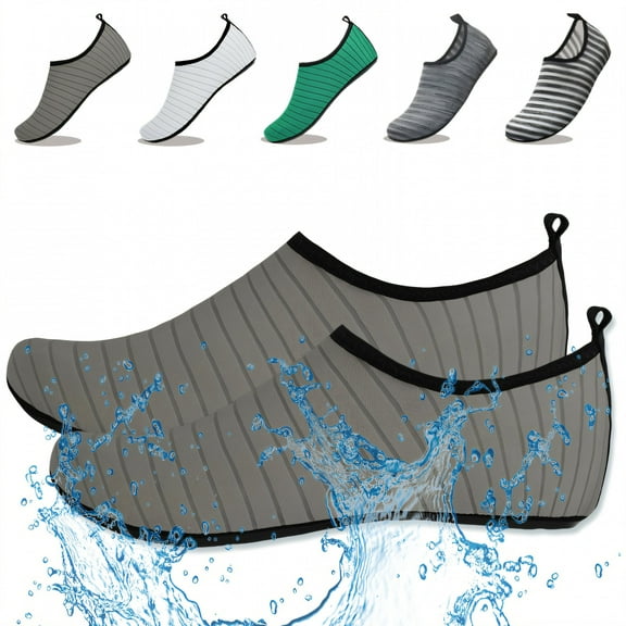 TELOLY Water Shoes for Women Men,Slip Protection Womens Beach Shoes,Water Shoes Men for Beach Swim Pool Surf Exercise,Gray