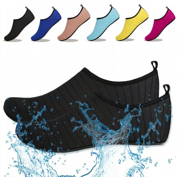 TELOLY Water Shoes for Women Men,Slip Resistance Womens Beach Shoes,Water Shoes Men for Swim Surf Yoga Exercise,Black