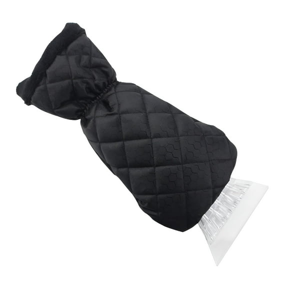 TELOLY Waterproof Ice Scraper Mitten Snow Remover Glove with Lined of Thick Fleece for Car Windshield