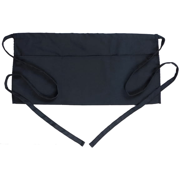 TELOLY Waterproof Waiter/Waitress Apron with Pockets, Black, 24"