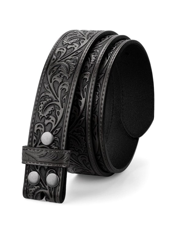 Western Belt Strap for Men without 1.5" Wide Floral Engraved Embossed Leather Belt Strap 1.5" Wide Floral Engraved Embossed Belt Strap