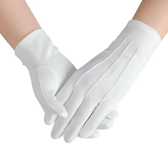 TELOLY White Cotton Gloves Men Costume Stitched Uniform Gloves for Wedding Formal Tuxedo Party, Coin Jewelry Inspection Gloves, Men Uniform Gloves for Police Server Funeral Formal Tuxedo Guard