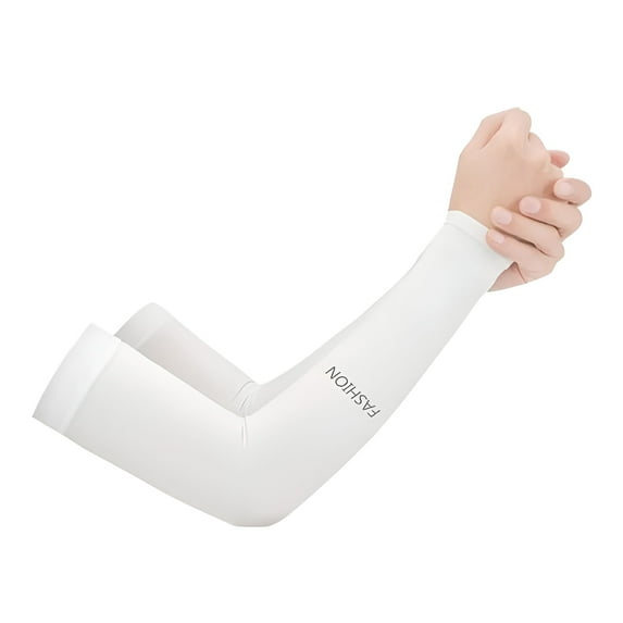 TELOLY White Football Gloves, Unisex Sport Arm Sleeves Sun Protection Basketball Sunscreen Riding Sleeve