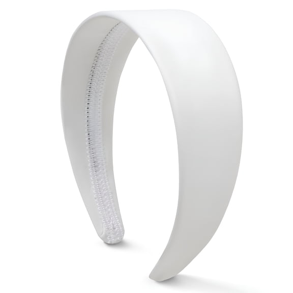 TELOLY White Headbands for Women 2 Inch Wide Thick White Hairband Faux Leather Headband for Women and Girls Plastic Hard Head Band Solid Colors