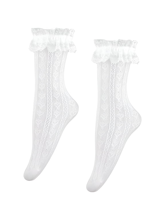 White Lace Socks,Lace Ankle Socks for Women,Lace White Ruffle Socks,Frilly Socks for Women,Gothic Accessories,Vintage Accessories