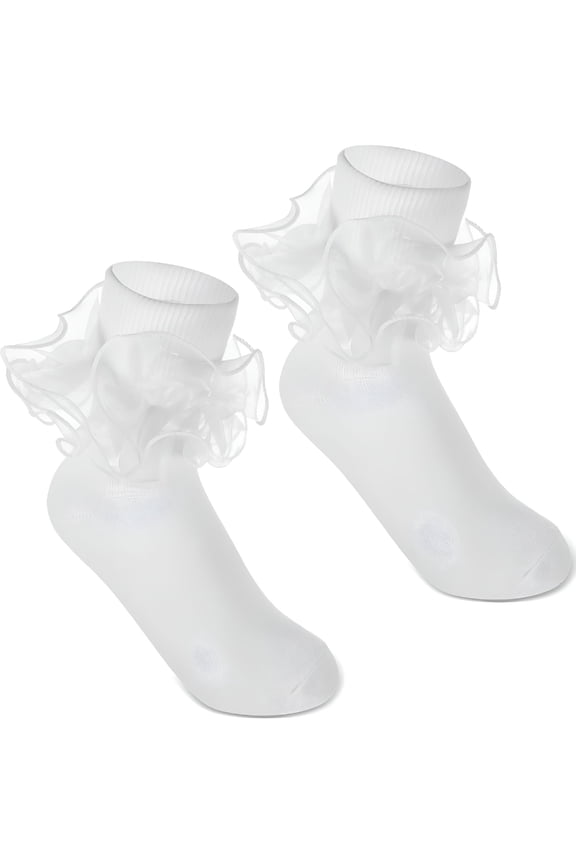 White Ruffle Socks Women Ruffle Socks Girls Ruffle Socks White Socks with Ruffles Double Lace Turn Cuff Socks Lace Ruffle Socks Comfortable Cotton Socks Frilly Socks