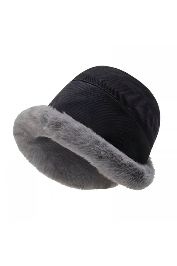 Winter Faux Fur Furry Bucket Hat Fluffy Fuzzy Warm Hat Plush Fisherman Hat for Women Teens Girls