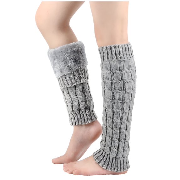 TELOLY Winter Fleece Lined Leg Warmer for Women Knitted Boot Toppers Long Socks High Leg Sleeves for Outdoor Skating Daily Wear