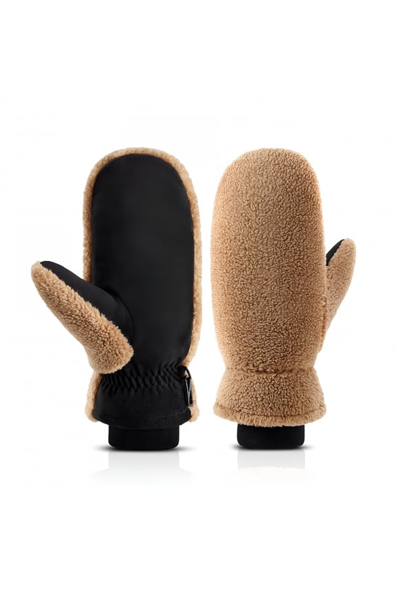Winter Gloves Mittens for Women, Warm Thermal Windproof Fleece Lined Fuzzy Sherpa Gloves for Women
