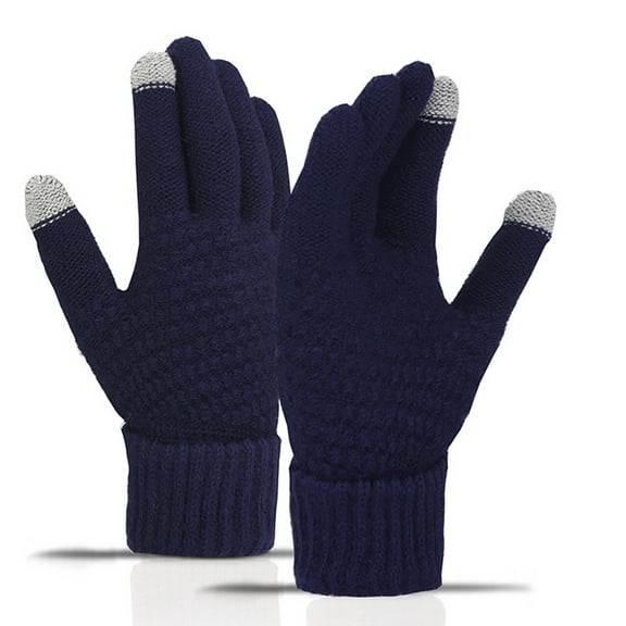 TELOLY Winter Gloves,Reversed Jacquard Touchscreen and Sensitive Touchscreen Fingers Work Gloves,Elastic and Thick Ribbed Cuffs Mens Winter Gloves,Dark Blue