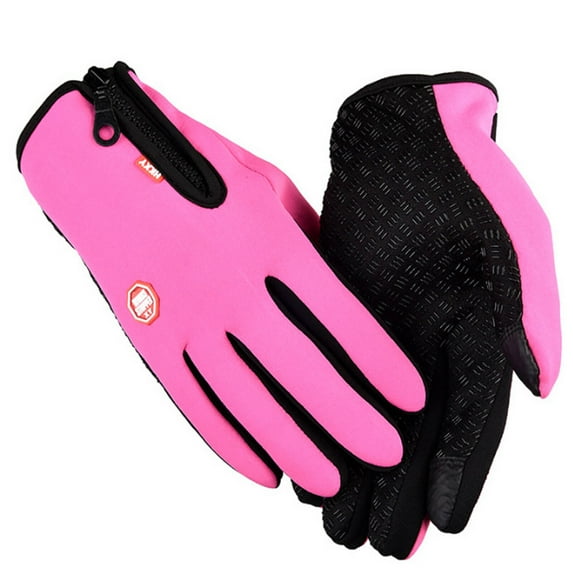 TELOLY Winter Gloves,Slip-Resistant Zipper Gloves for Women Cold Weather,Touchscreen-Compatible Tips Mens Winter Gloves for Digital Convenience,Pink,M
