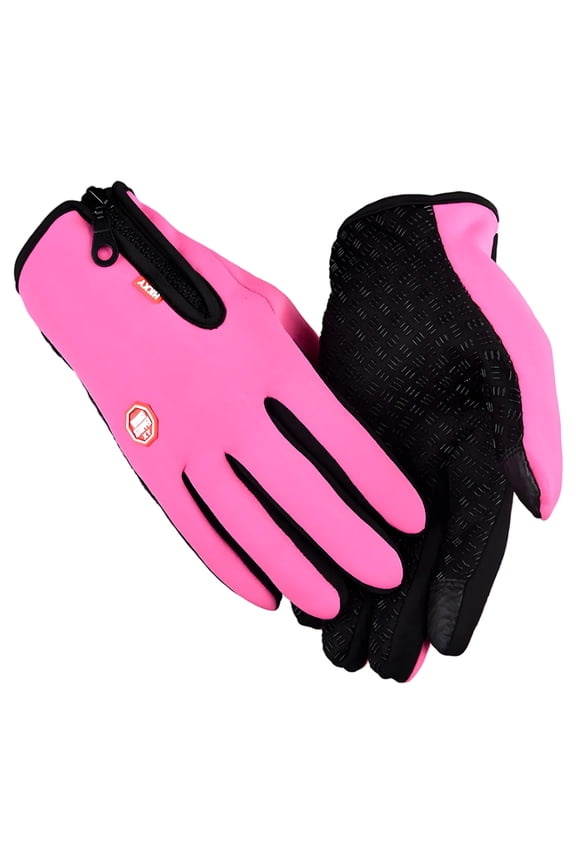 Winter Gloves,Slip-Resistant Zipper Gloves for Women Cold Weather,Touchscreen-Compatible Tips Mens Winter Gloves for Digital Convenience,Pink,S