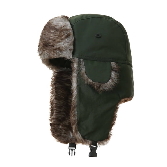 TELOLY Winter Hats For Men Excellent Warmth Trapper Hat Comfortable & Fitting Fur Hat Blackish Green
