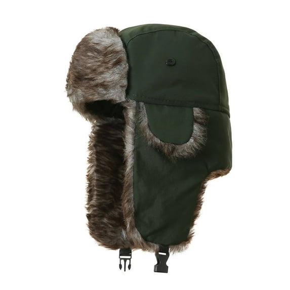 TELOLY Winter Hats For Men Excellent Warmth Trapper Hat Comfortable & Fitting Fur Hat Blackish Green