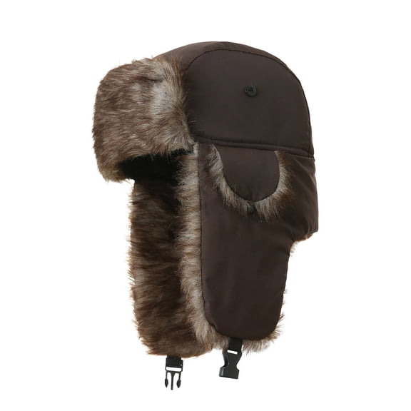 TELOLY Winter Hats for Men Water-Repellent Function Trapper Hat Multi-Functional Design Fur Hat Coffee