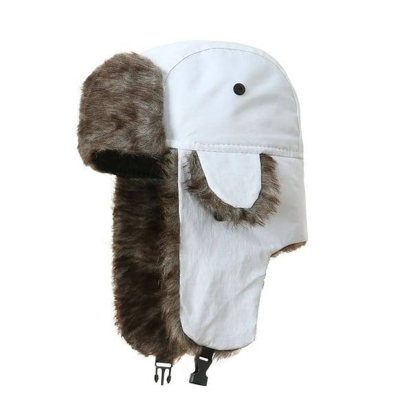 TELOLY Winter Hats For Men Waterproof Feature Trapper Hat Excellent Windproofing Fur Hat White