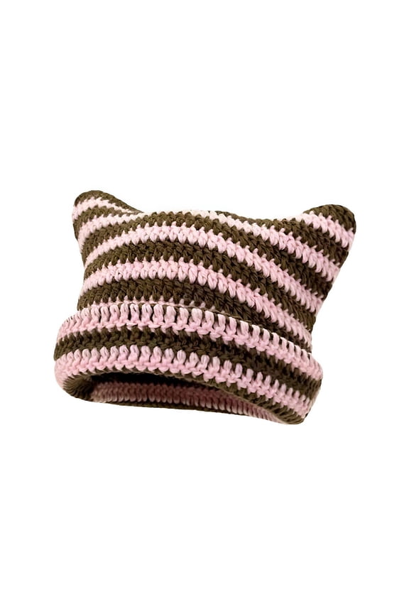 Winter Hats for Men,Cat Ears Mens Beanie,Playful Design with Unique Personality Winter Hat,Pink