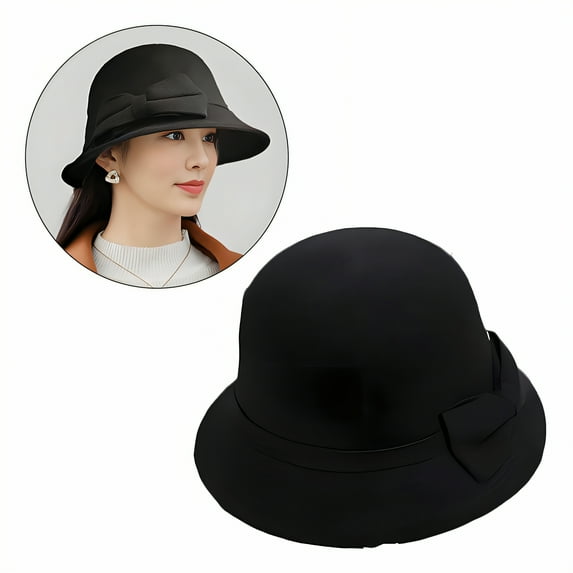 TELOLY Winter Hats for Women,Bow Tie Decor Womens Winter Hat,Playful Elegant Detail Winter Hat,Black