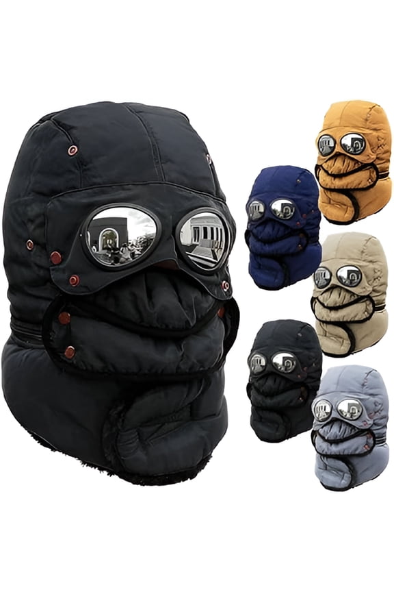 2026 New Winter Thermal Hat with Glasses Winter Pilot Hat Trapper Hats Goggles and Face Mask Outdoor Sport Ski