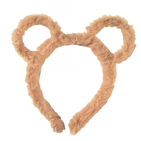 TELOLY Winter Thick Plush Headbands Round Mouse Bear Ears Makeup Hair Hoop Bandana Brown Bear Ears Headband