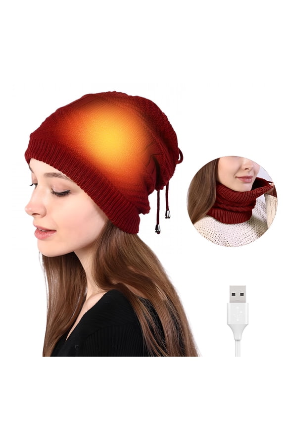 Winter Warm Electric Heat Hat, USB Heated Hat, Winter Knitted Windproof Thermal Warm Heat Cap, for Skiing, Snowboarding, Snowmobile, Snow Shoveling, Must Have For Winter