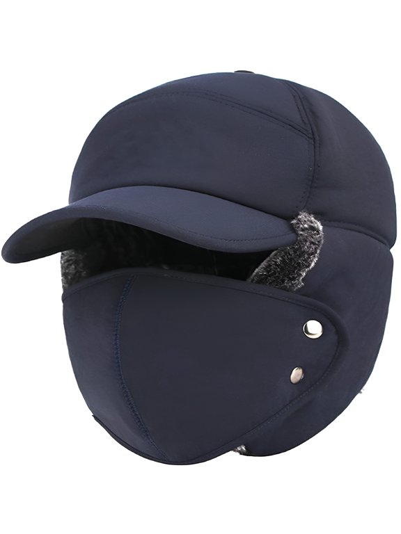 2026 New Winter Warm Facemask Cap, 3 in 1 Bomber Hat with Full Face Ear Flap, Men Trapper Hat with Fur Lined, Winter Hat with Face Cover