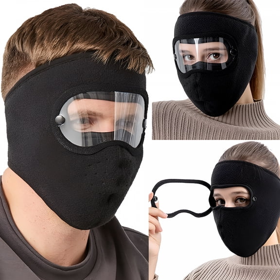 TELOLY Winter Windproof Anti-Dust Cycling Full Face Mask Ski Breathable Masks Eye Shield High Definition Anti Fog Goggles Hood Cover