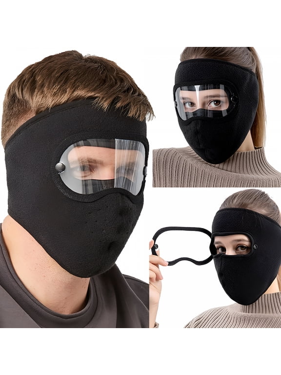 Winter Windproof Anti-Dust Cycling Full Face Mask Ski Breathable Masks Eye Shield High Definition Anti Fog Goggles Hood Cover