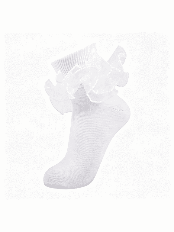 Women Big Ruffle Socks Adult Lace Frilly Turn Cuff Dress Socks|1 Pair Womens Cute Cotton Large Ruffled Ankle Socks for Ladies Big Girls Fancy Vintage 50S 80S Church Party Bobby Crew Socks
