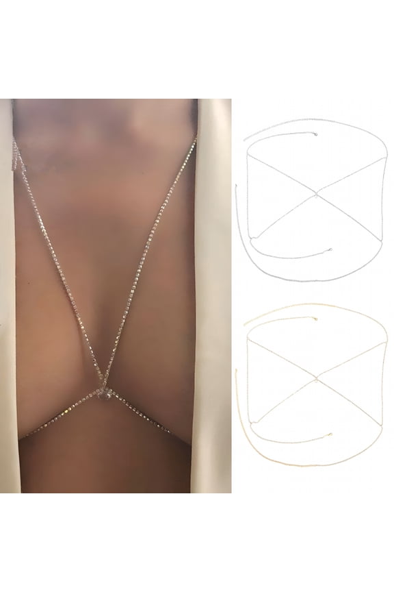 Women Chest Chain Body Chain Body Jewelry Breast Support Chain Club Party Solid Color Stainless Triangle Shape Lady Chest Decorative Accessory