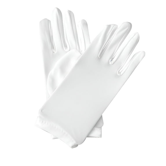 TELOLY Women Fashion Solid Color Short Stretch Ceremonial Dance Gloves,Female White Gloves One Size