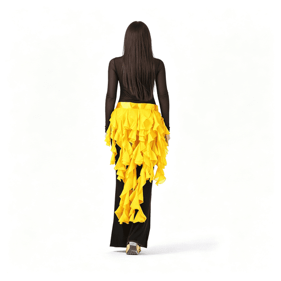 TELOLY Women'S Belly Dance Hip Scarf Belt Skirt Latin Dance Belt Performance Tassel Wave Skirt Tassel Belly Dance Skirt