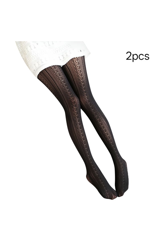 Women Sexy Retro Slim Warm Tights Transparent Carved Lace Stockings Womens Sheer Tights Pantyhose Hollow Socks Tights Translucent Pantyhose Stocking Black (2PACK)