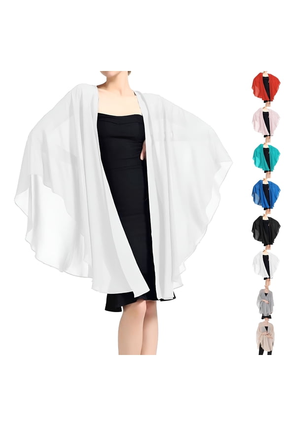 Women Shawls and Wraps for Evening Dresses Like Chiffon Silk Scarf Formal Silky Pashmina Shawls for Weddings (94x135cm, White)