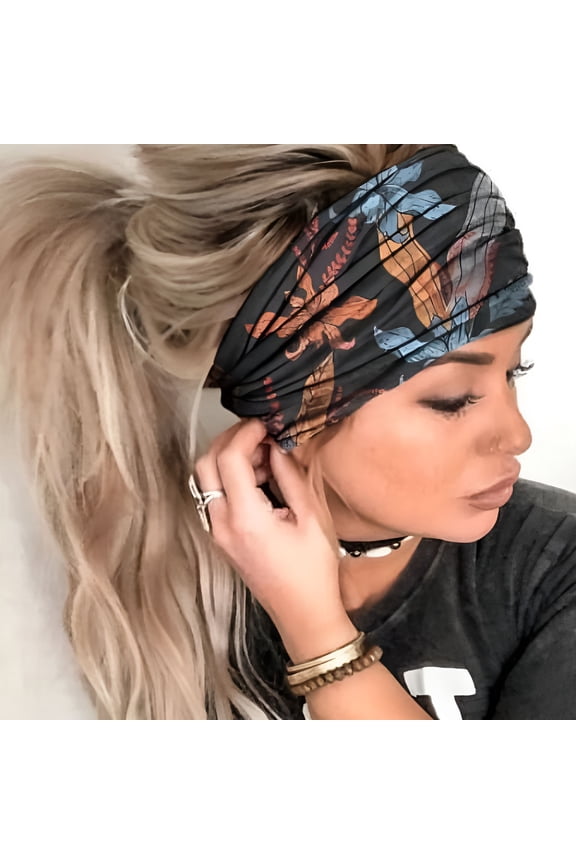 Women Solid Color band Elastic Wrap Hair Bandana
