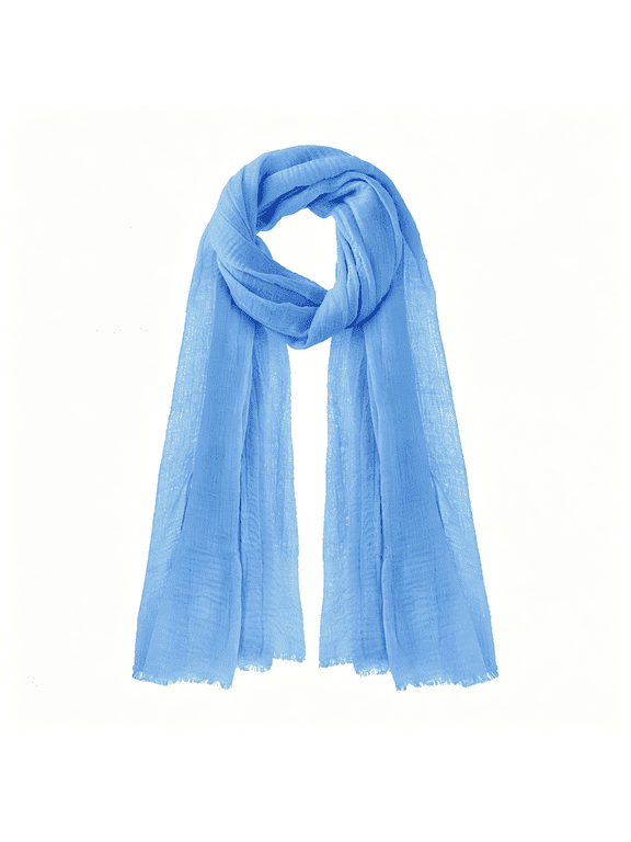 Women Summer Cotton Linen Scarf Crinkle Long Beach Shawl Wrap Hijab with Fringe Cotton Linen Scarf Crinkle Long Beach Summer Shawl