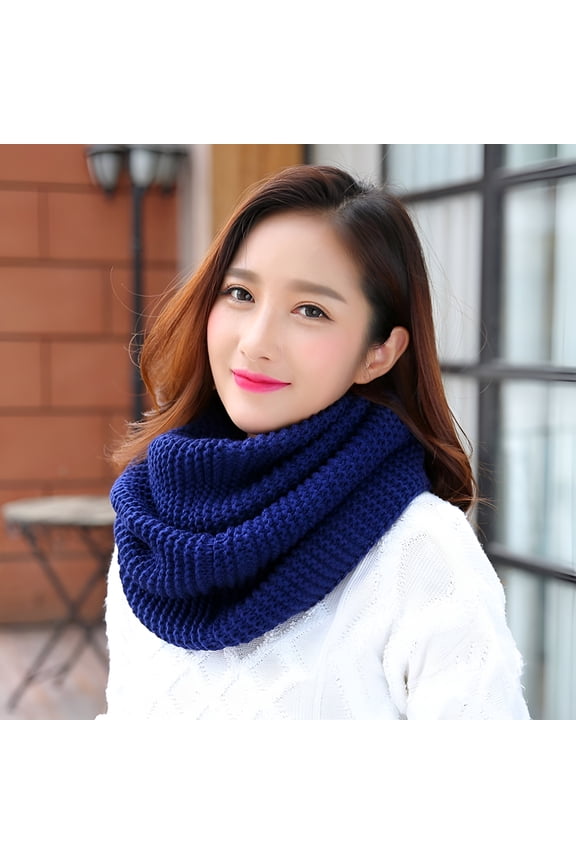 Women Winter Solid Color Warm Circle Infinity Knitting Cowl Neck Scarf