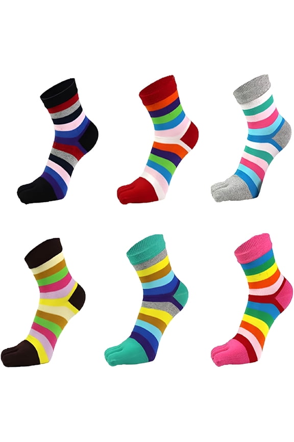 2026 New Women'S 6 Piece Cotton Five Finger Toe Socks Bow Crew Casual Running Sock for Running, Walking, Yoga, Pilates, Casual Wear
