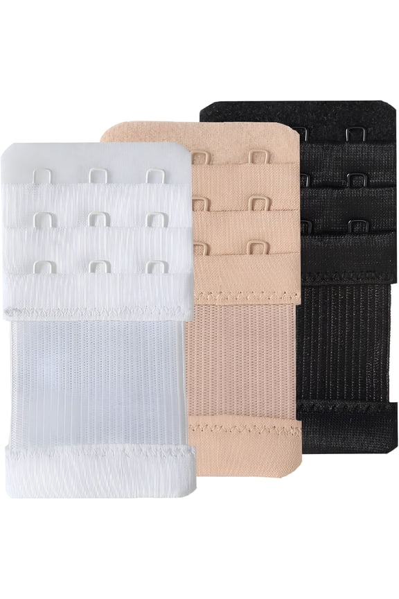 Women's Bra Extenders 3 Hook 1/2" Spacing, Multicolor, Soft Stretchy Back Bra Extension Strap