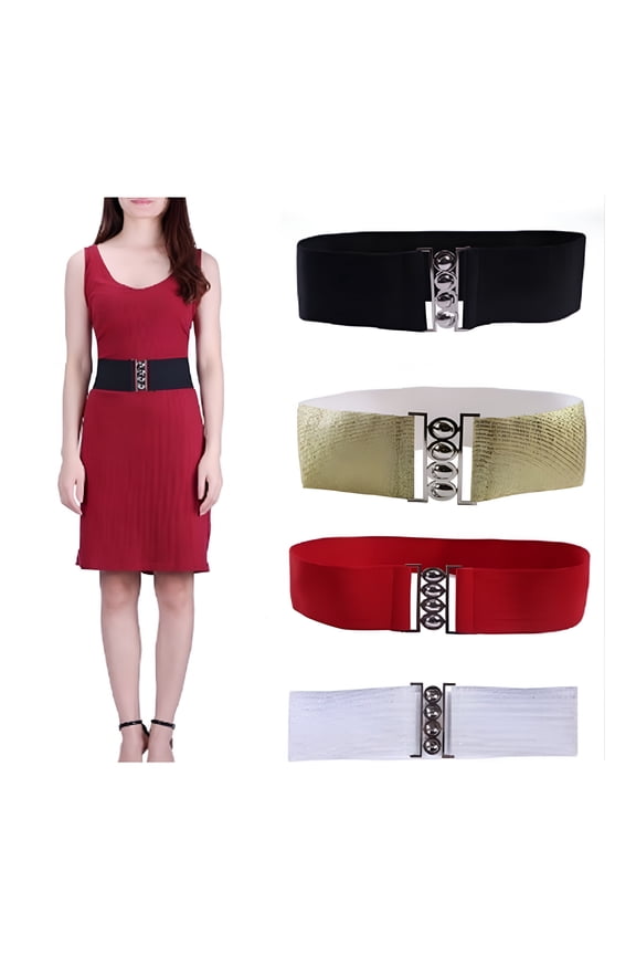 Women's Fashion Elastic Cinch Belt 3 Wide Stretch Waist Band Clasp