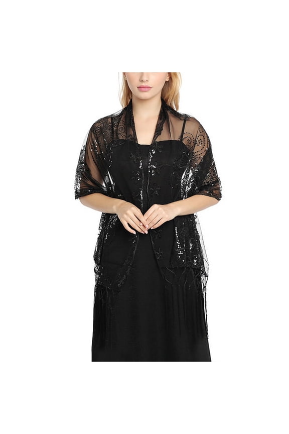 Women's Sheer Pashmina Shawl Winter Scarf Rave Fashion Bridal Luxury Fall Fringe Cozy Lightweight Shawl Home Decor Kitchen Bedroom Living Room Black One Size