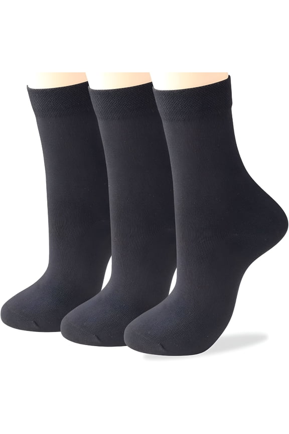 Women's Soft Combed Cotton Trouser Dress Socks Thin Socks 3 Pairs Women Crew Socks Above-Ankle