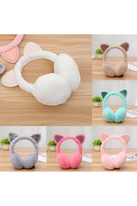 Women's Winter Warm Cat Ear Muffs Cute Catear Earmuff For Girls Fluffy Women Womens Headband Faux Fur Outdoor Earmuffs
