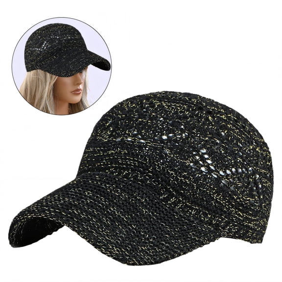 TELOLY Black Women's Baseball Cap - Stylish Crochet, Casual Everyday Fashion