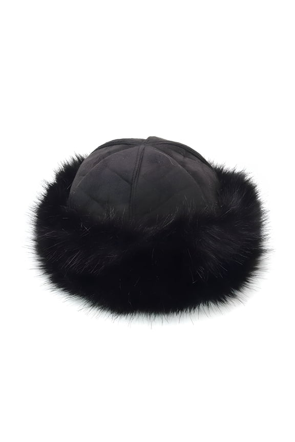 Womens Faux Fur Hat for Winter,Furry Hats for Women, Classy Russian Style Suede Fluffy Warm Cap