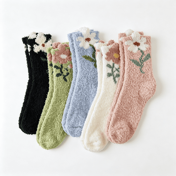 TELOLY Womens Fuzzy Socks Soft Cozy Fluffy Slipper Winter Thick Warm Plush Sleeping Christmas Socks Soft Cozy Fluffy Socks